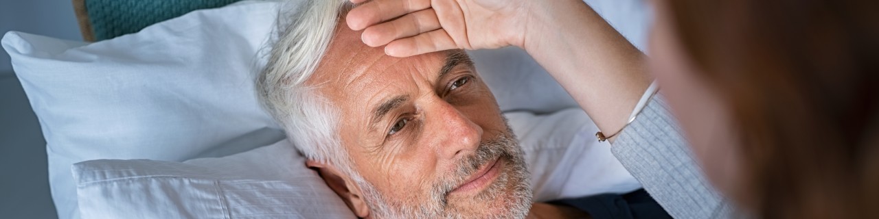 The Woman Touches the Head to Measure Fever